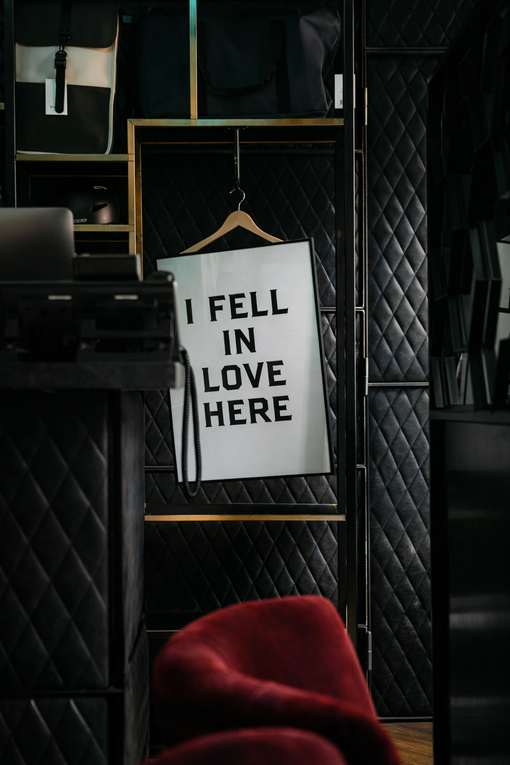 I fell in love here red chairs